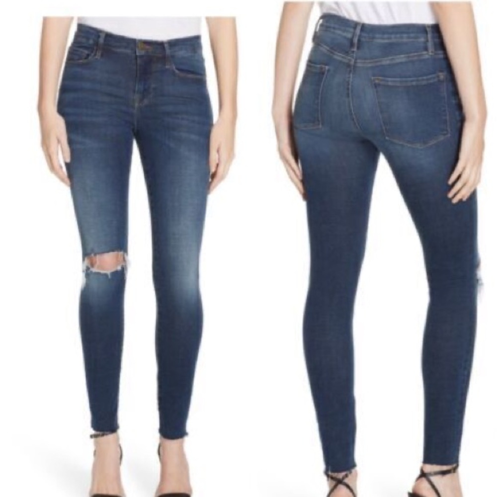 Le Skinny Distressed Jeans 26 EUC cropped raw hem